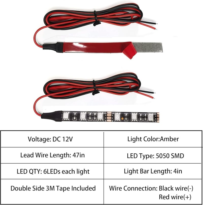 NBWDY Universal 2pc 4in Motorcycle LED Turn Signal Light Amber LED Strip Light Bar for Motorcycle Car Scooter ATV UTV Golf cart Front Rear Turning Indicator Lights Blinker Tail Running Light - Image 4